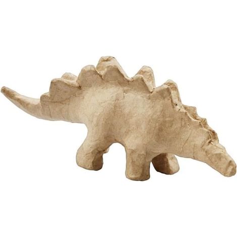Dinosaure en papier mâché - Stégosaure - 9 x 21,9 cm - Beige - Décoration intérieure - Pour enfants
