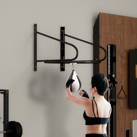 Poire de vitesse boxe sac de frappe adulte avec pivotant rotule 360° pompe montage mural ou plafonnier et - noir blanc