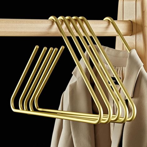 Cintres triangulaires antidérapants en métal robuste pour armoire (doré) (1/5)