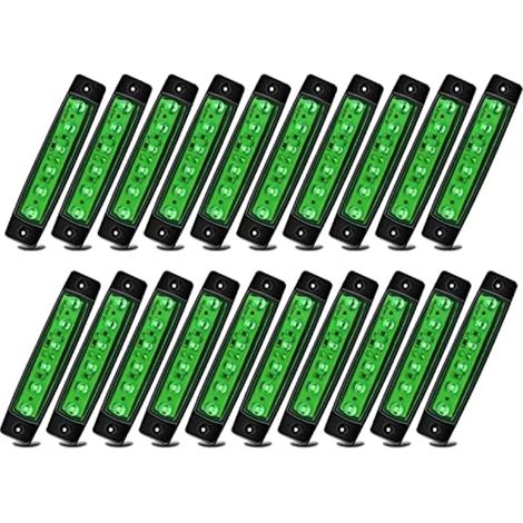 Biqing Feux de Gabarit, 24V Feu de Gabarit Remorque LED Arrière Avant Indicateur de Position en Lumière Imperméable pour Camion Remorque Camion Bus Bateau (Vert) (1/5)