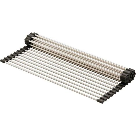 Panier égouttoir d'évier en acier inoxydable 298 x 410 x 9 mm – Enroulable pour optimiser l'espace – Compatible éviers SNX et KNG