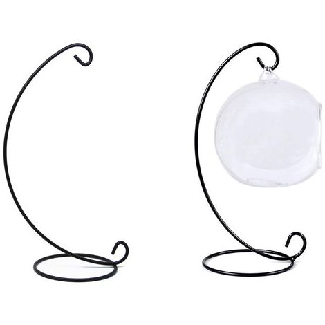Présentoir Ornement Spiralé - 23 x 10 x 10 CM - pour Suspendre une Boule en Verre - noir - Support en Fer Suspendu - 2 pièces Support à Bijoux (1/5)
