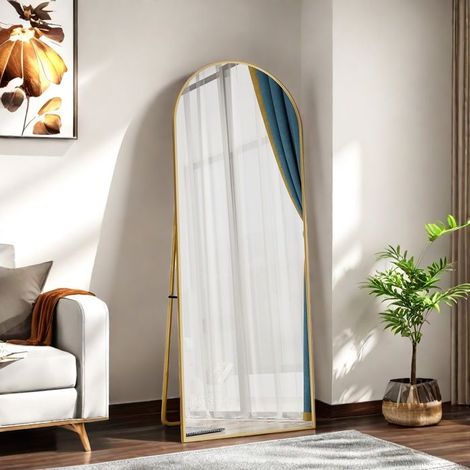 Espejo de Pie - TANANT - 162x53 cm - Aluminio - Oro - Diseño Contemporáneo