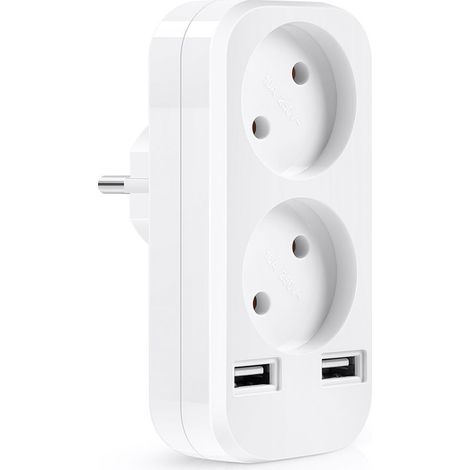 1 prise double USB 5V 2A, adaptateur de prise européenne, sortie chargeur, compatible 220-250 V, 10 A, 2200 W (1/5)