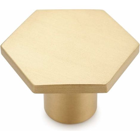6PCS Poignée de Porte en Laiton Massif Boutons de Porte Hexagonaux Bouton de Meuble Boutons de Tiroir Avec Vis Accessoire pour Cuisine Salon Chambre