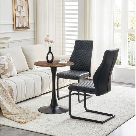 Set de mesa redonda de 60 cm con 2 sillas de comedor negras OKWISH (1/5)