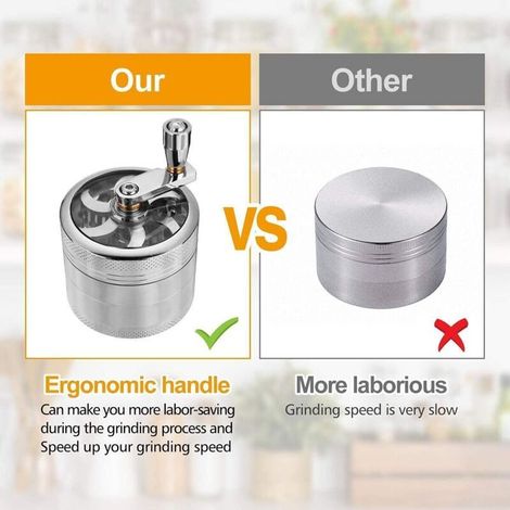 Grinder en Zinc,Moulin à épice 55mm en 4 Pièces Broyeur avec Tamis et Grattoir Grinder pour les Piment/ Thé/Poivre,Broyeur à fumée en alliage de zinc à quatre couches de diamètre 55 mm (1/3)