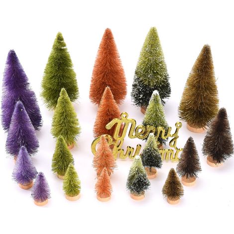 21pcs Artificial Christmas Trees Set Decoration Sisal Wood False Christmas Trees Kit