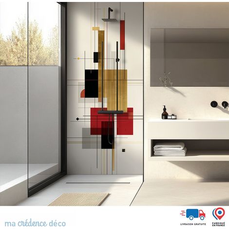 Panneau de douche : Composition Linéaire et Dorée - Alu composite - 90 - 245 (1/3)