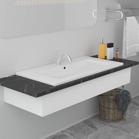 Lavabo da Incasso 91x39,5x18,5 cm in Ceramica Bianco vidaXL