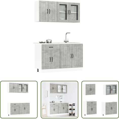 Küchenschränke -  4-tlg. Küchenschrank-Set Lucca Betongrau Holzwerkstoff (1/5)