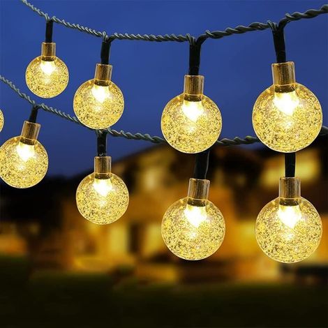 Guirlande lumineuse solaire 100 LED, 12 m, 8 modes, lumière chaude, décoration extérieure et intérieure
