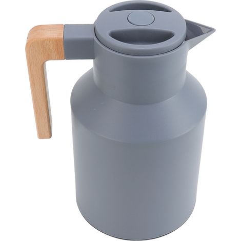 Graue, isolierte Teekanne (1 Liter), Griff aus europäischem Holz, Kaffeemaschine für Zuhause (1/5)