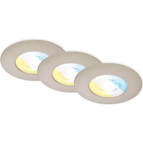 CTS LED recessed spots, set of 3, matt-nickel, 3xL