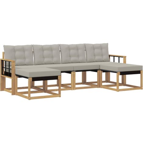 Outdoor Sofa Set 6 pcs White and Light Grey vidaXL (1/5)