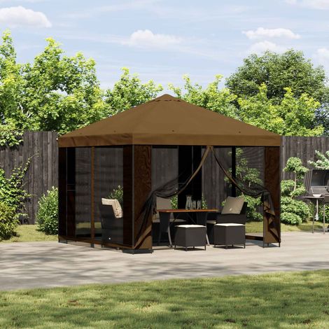 vidaXL Gazebo 3 x 3 m Taupe Polyester and Steel 190 gsm