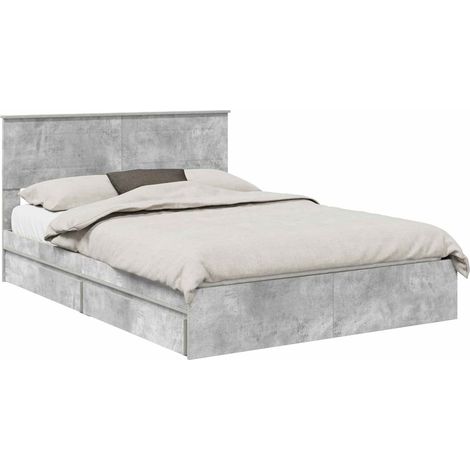 Storage Bed Concrete Grey 150 x 200 cm Engineered Wood vidaXL