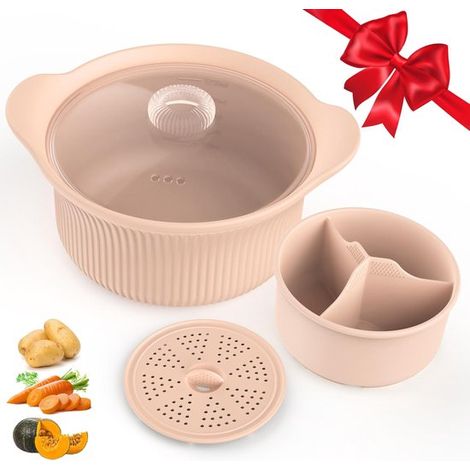 Cesta vaporera de silicona para microondas de 1,2 litros, plegable, mariscos, sopas, arroz, libre de BPA, apta para lavavajillas (azul), 1 unidad (1/5)