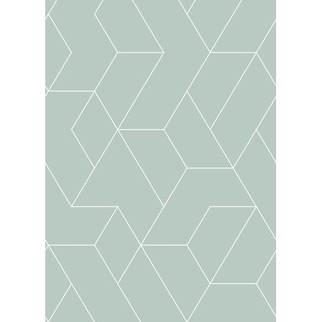 papier peint panoramique lignes graphiques vert grisé clair - ESTAhome (1/5)