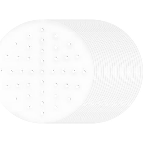 100 Sheets 8 Inch Air Fryer Baking Paper Round Perforated Non-Stick Bamboo Steamer Basket Accessory Oil Free Baking Paper Disposable Parchment Paper for Healthy and Easy Cooking (1/5)