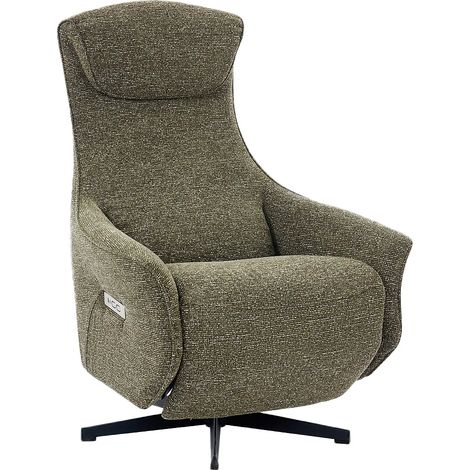 Poltrona relax elettrica in tessuto verde texturizzato TASEMO (1/5)