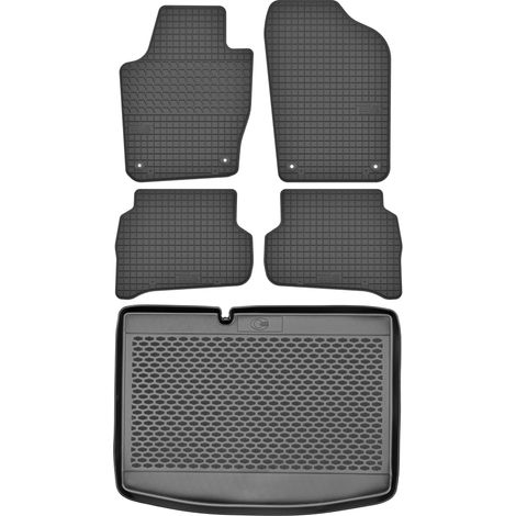 Set di tappetini in gomma per auto e tappetino per bagagliaio per Volkswagen Polo V Hatchback dal 2009 al 2018