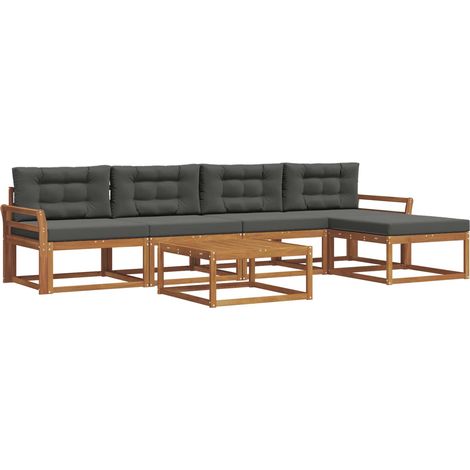Set di divani da esterno con cuscino 6 pcs Naturale e Antracite vidaXL