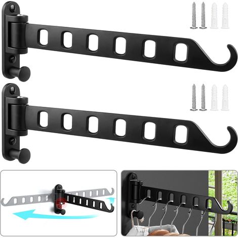 Juego de dos percheros de pared, perchero de cocina, perchero extensible, perchero de interior, ganchos plegables para ropa (1/4)