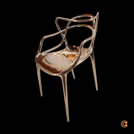 [GEBRAUCHT] B-Ware Kartell Masters Metallic Armlehnstuhl Stuhl Esszimmerstuhl Gold SIEHE TEXT/FOTO (1/2)