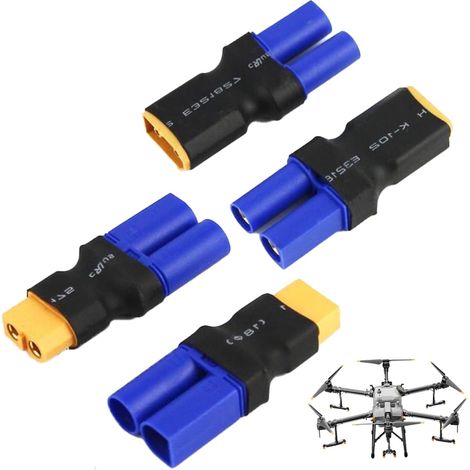 Lot de 4 Adaptateur EC5 vers XT60, permettant de convertir une prise XT60 en prise EC5 pour batteries LiPo, drones FPV, voitures miniatures (1/5)