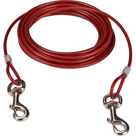 Cable de sujeción para perros de 3 m (10 pies), cable de sujeción para mascotas, cable de sujeción para perros de hasta 57 kg (125 lbs), apto para todas las razas (3 m, rojo) (1/2)
