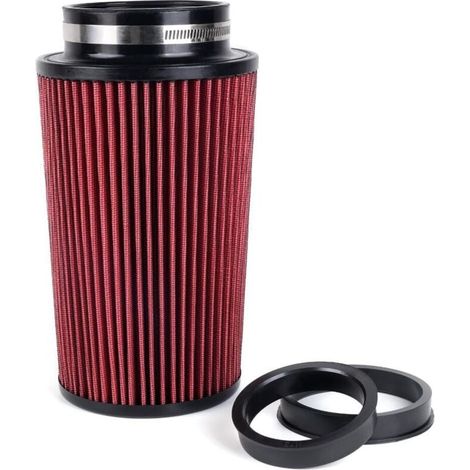 Universeller Hochleistungs-Rundkegelluftfilter 76 mm, 89 mm, 101 mm, drei Größen in einem (rot) (1/4)
