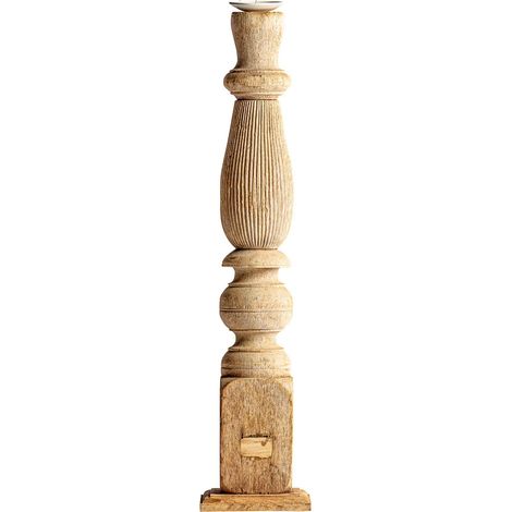 Porte-bougie teck ethnique et fer - Teinte bois vieilli naturel et fer patiné (1/4)