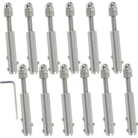 – 4 mm Edelstahl-Seilspannschloss – 12-teiliges Set mit L-Schlüssel – Zur Abspannbefestigung – Witterungsbeständig – mm-12 (1/5)