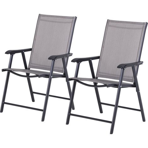 Set 2 Sedie da Giardino 58x64x94 cm in Textilene Sanders Grigio e Nero (1/5)
