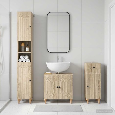 vidaXL 3 Piece Bathroom Cabinet Set ALKMAAR Sonoma Oak Engineered Wood (1/5)