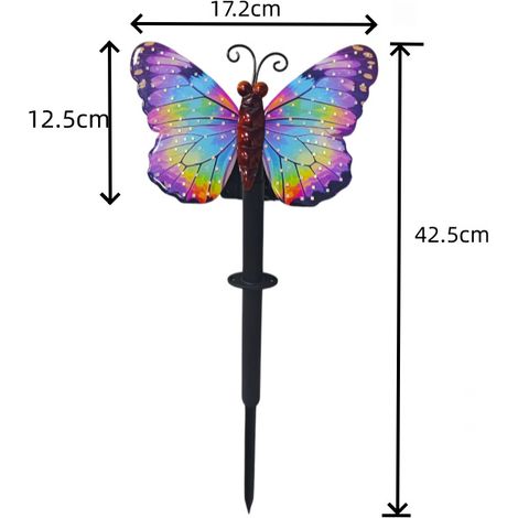 Lampe solaire piquet papillon, luminaire décoratif étanche pour jardin, cour et paysage extérieur (1/3)