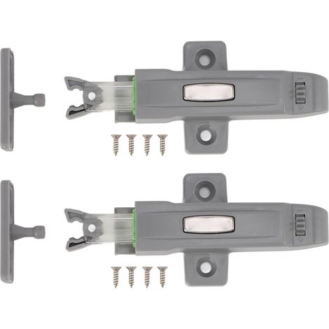 2 jeux de verrous de porte d'armoire à pression ABS avec dispositif de verrouillage automatique et amortisseur anti-collision