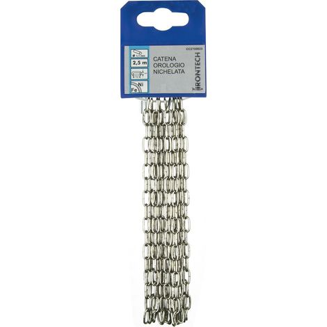 Catena orologio pretagliata Ø 1,3 mm. in acciao nichelato 2,5 mt.