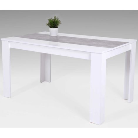 Table de salle à manger Lillie 140x80 cm-blanc/béton