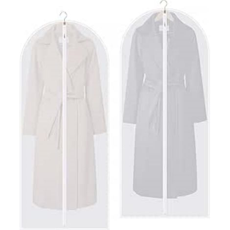 Housses longues pour costumes - Lot de 2 - 60 x 140 cm - Protection doublée pour vêtements - Housse zippée - Housse transparente (1/5)