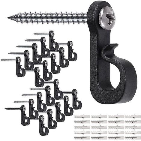 20 pièces Crochets à vis Q-Hanger pour intérieur et extérieur pour lumières de Noël, garage, Nouvel An pour guirlande lumineuse extérieure (1/5)
