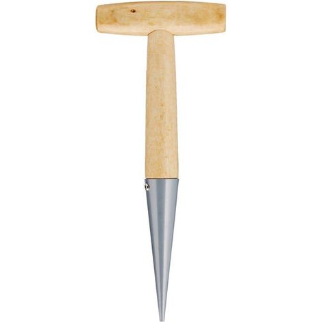 Ecleanfy - Plantoir à bulbes 27 cm – manche en T bois, pointe acier – outil de jardinage marron