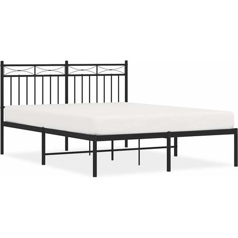 Maison Exclusive - Cadre de lit métal sans matelas avec tête de lit noir 135x190cm (1/5)