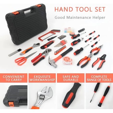 102 pièces Kit d'outils de réparation à domicile Boîte à outils universelle de qualité supérieure pour la réparation quotidienne, l'entretien et le bricolage avec boîte de rangement (1/4)