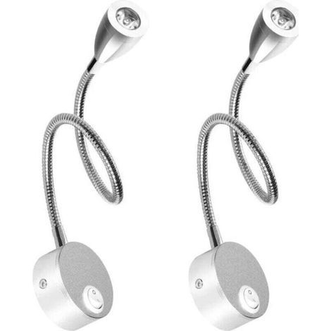 Veilleuse, applique murale, 2 lampes, lampe de lecture LED, lampe flexible, 3 W, 3000 K, lumière blanc chaud, lampe de lecture (1/4)