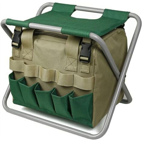 Tabouret de jardin pliable, avec sac à outils de jardinage amovible, petite chaise multi-usage, idéal pour le camping, la pêche, les sports de plein air (1/5)