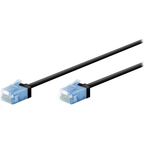 74241 Goobay Câble RJ45 Slim Cat 6a U/UTP 10 m (Noir) - Câble Ethernet RJ45 Slim ultra flexible catégorie 6a U/UTP 10 m (Noir)