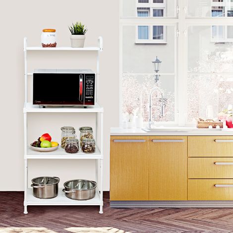 Etagère de Micro-Ondes et Four Meuble Rangement de Cuisine à 4 Niveaux Multifonctionnelle 60 x 34,5 x 136 CM Pieds Réglables Maison Chic (1/5)