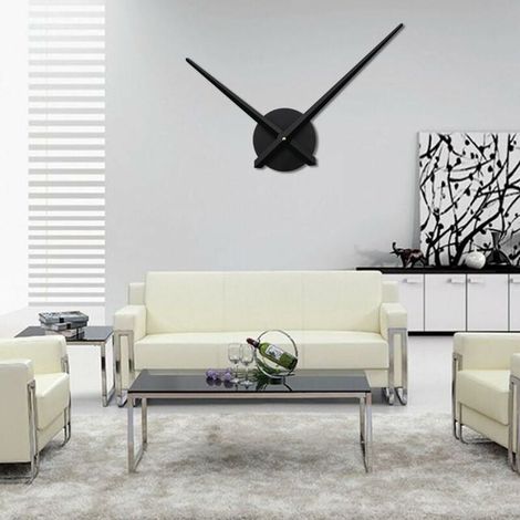 3D Wall Clock, DIY 3D Quartz Clock, DIY 3D Metal Clock, Modern Metal Clock with 2 Hands, Living Room Decoration Clock (Black) (1/5)